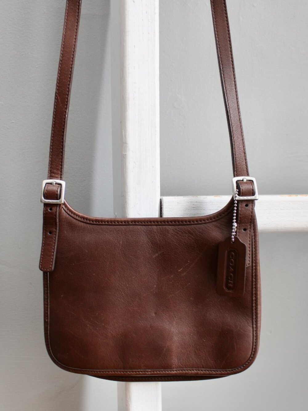Coach Vintage 90's Hippie Slim Flap Bag Crossbody Brown Leather 9142 - Picture 2 of 9